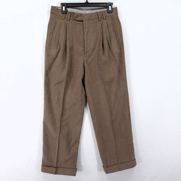 St. Croix Men's Pleated Textured Wool Blend Pants 30x27 Straight Cuff Leg - Picture 1 of 15